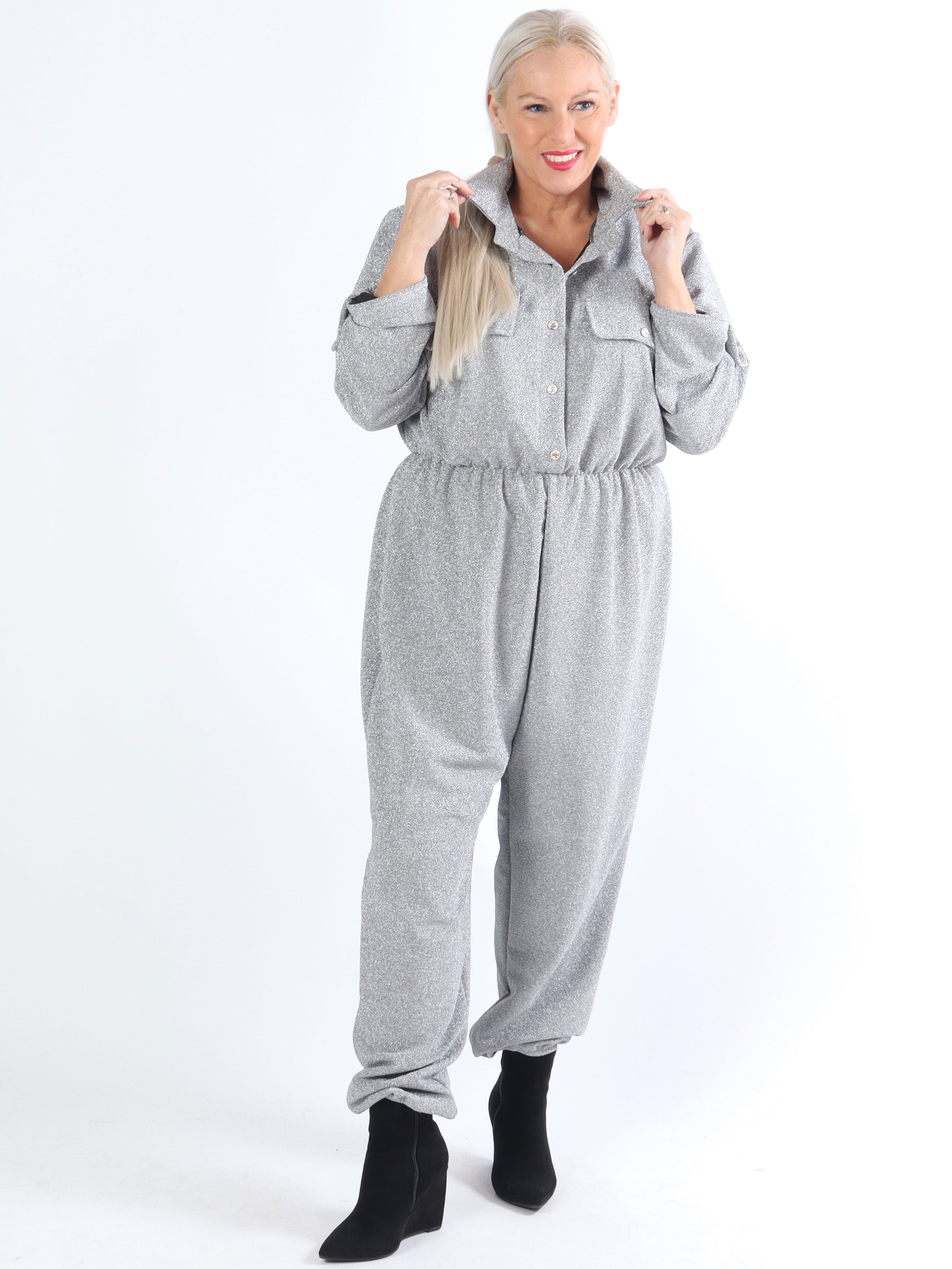 Glitter - Elastisk buksedragt med glimmer